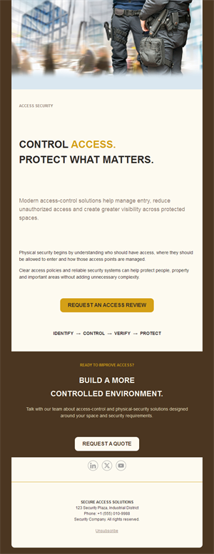 Access control security email in gold