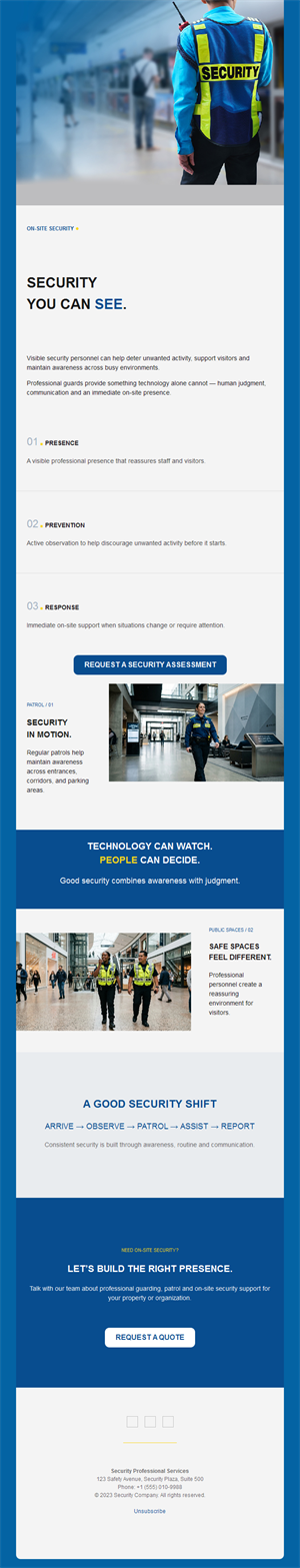 On-site security guard email