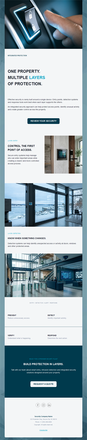 Integrated property security email