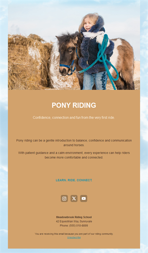 Pony riding lessons email for kids