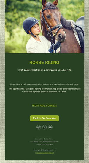 Horse riding school programs email