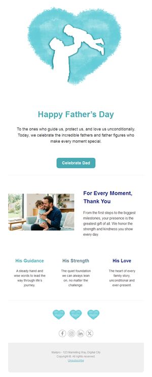 Father's Day thank you email in turquoise