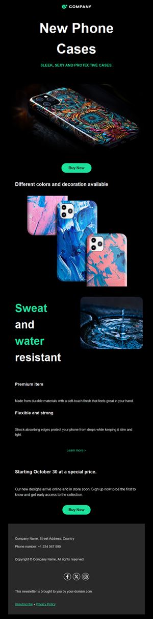 Phone case product spotlight email