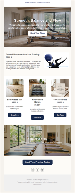 Pilates studio shop and classes email