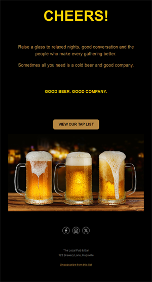 Pub tap list email template