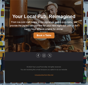 Gastropub table booking email