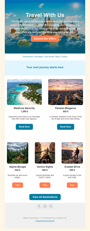 Travel deals newsletter template