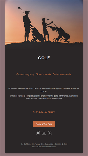 Golf with friends tee time email