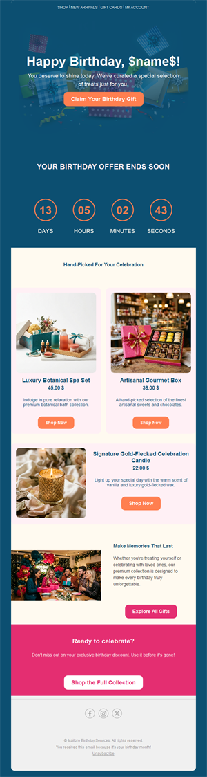 Birthday Email Designs
