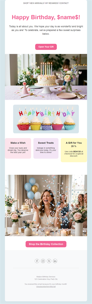 Birthday Celebration Emails