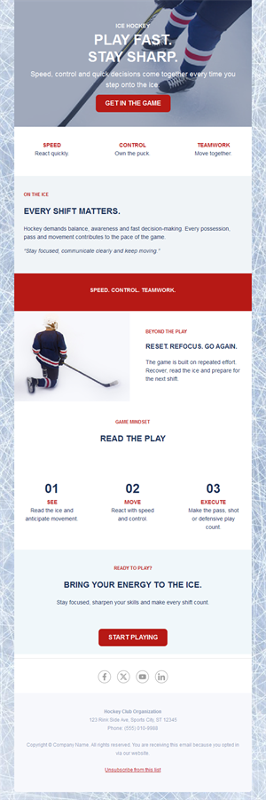 Ice hockey club newsletter template