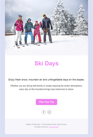 Family ski days email template