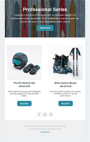 Professional ski equipment shop email