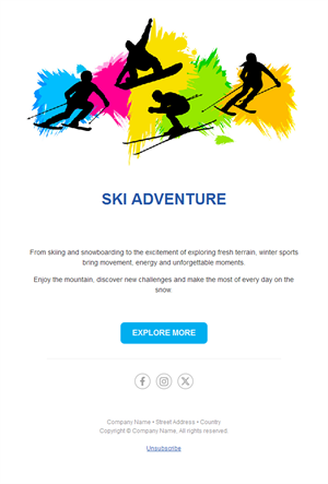 Colorful ski adventure email