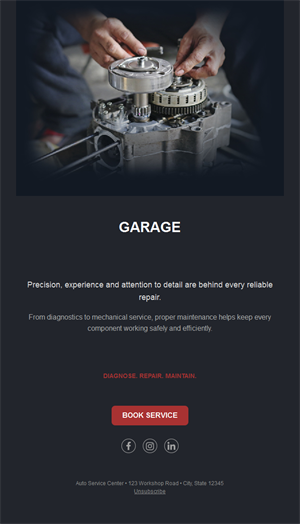 Mechanical repair garage email template
