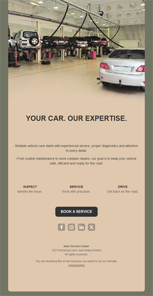 Beige car service email template