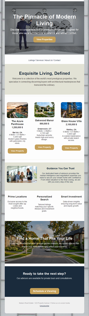 Luxury homes real estate newsletter