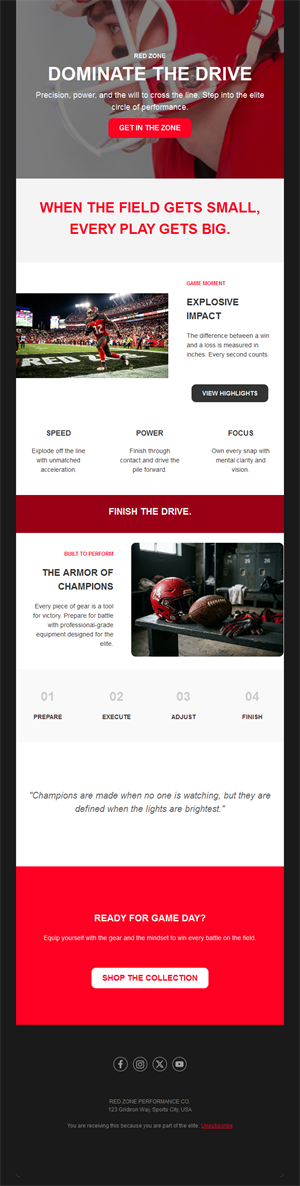 Football highlights and gear email template