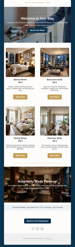 Boutique hotel rooms and prices email