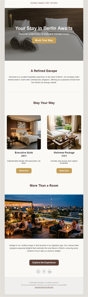 Boutique city hotel email template