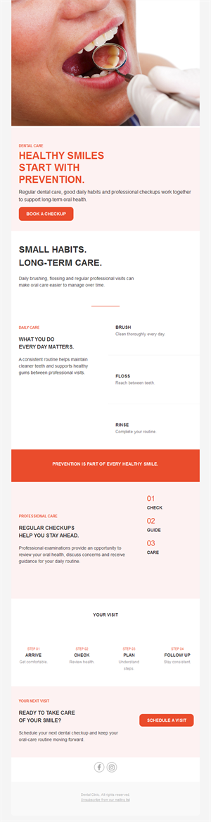 Dental prevention tips email template