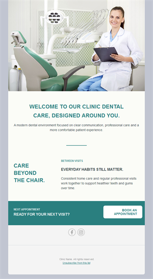 Dental clinic welcome email template