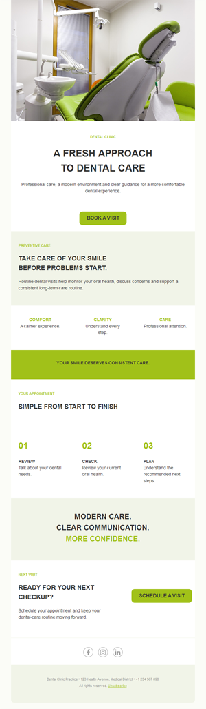 Lime green dental clinic email template