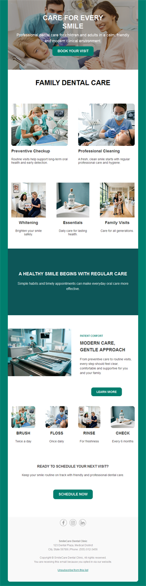 Family dental care newsletter template