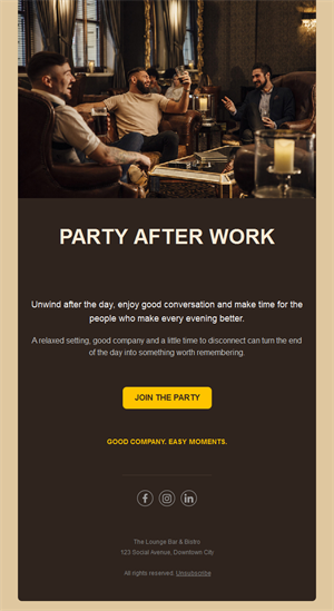 Lounge bar after-work email template