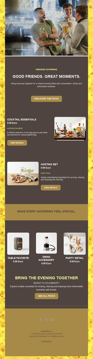 Drinks and hosting shop email template