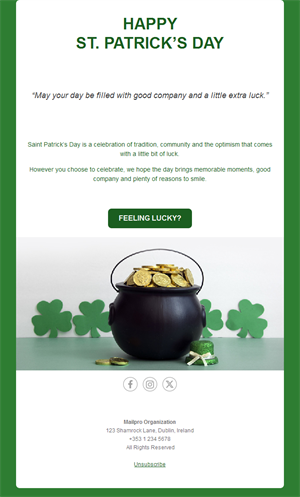Pot of gold St. Patrick's Day email