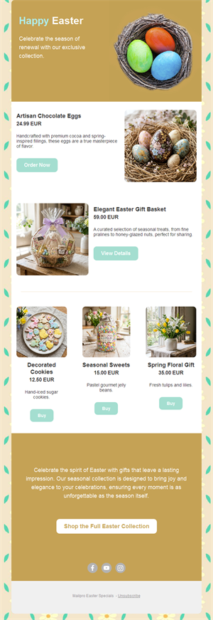 Golden Easter collection email template