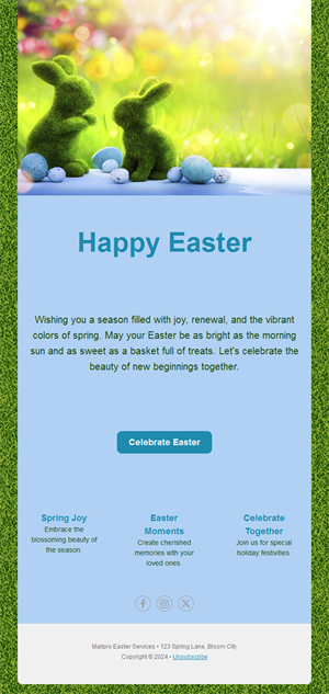 Easter bunny greetings email template