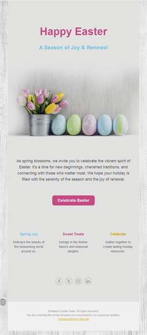 Pastel eggs and tulips Easter email