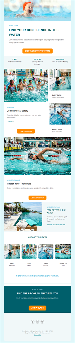 Swim center programs newsletter