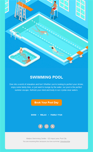 Swimming pool booking email template