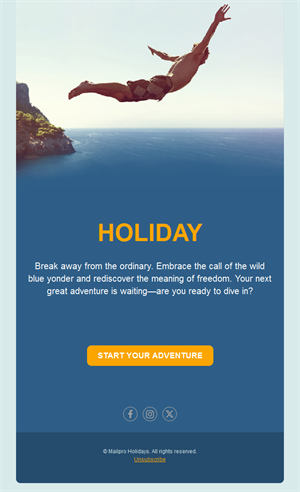 Cliff diving holiday adventure email