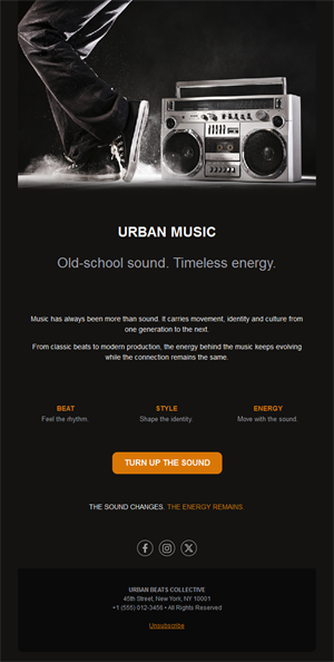 Urban hip-hop music email template